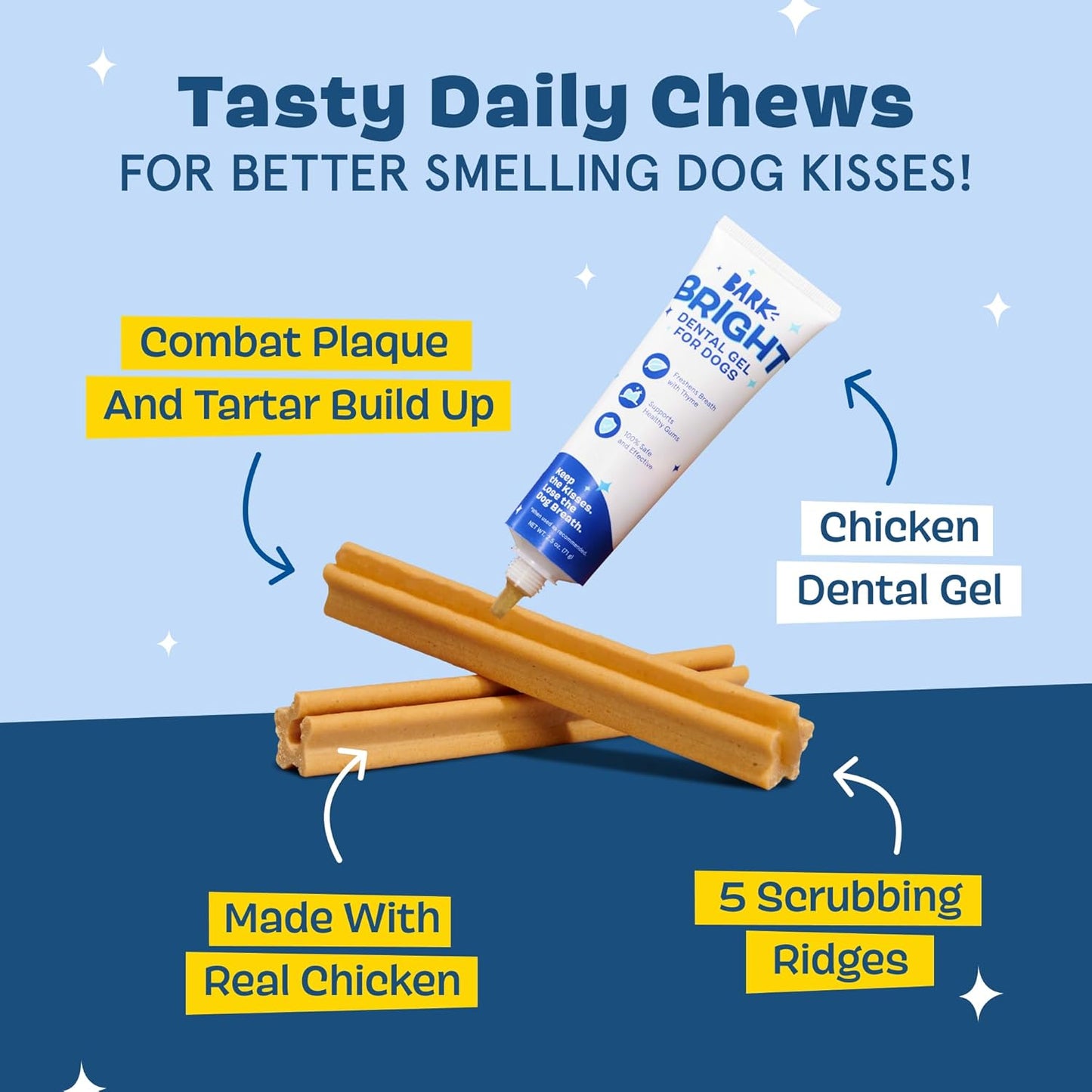 BARK Dog Dental Kit, 30 Chew Sticks & Toothpaste (Medium Breeds)