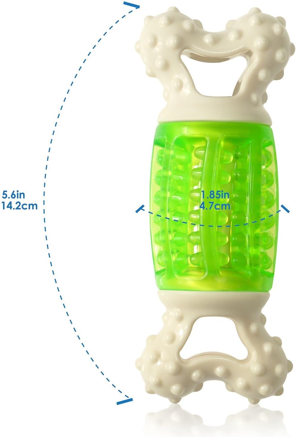 Squeaky Rubber Dog Toy Durable Bone-Shaped Dental Chew for Small & Medium Dogs