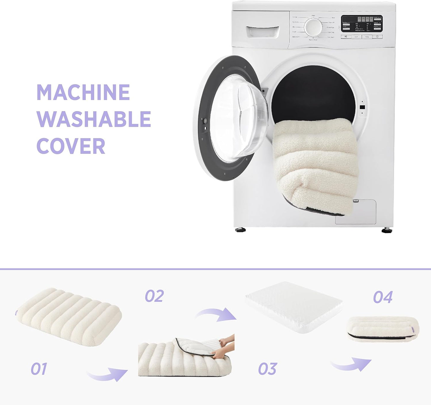 Orthopedic Dog Bed Medium, Waterproof with Washable Cover (30"x20", Cream)