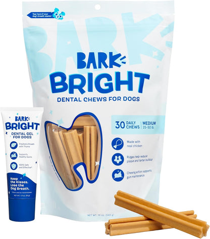 BARK Dog Dental Kit, 30 Chew Sticks & Toothpaste (Medium Breeds)