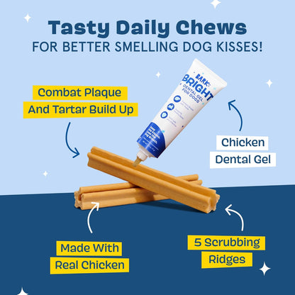 BARK Dog Dental Kit, 30 Chew Sticks & Toothpaste (Medium Breeds)