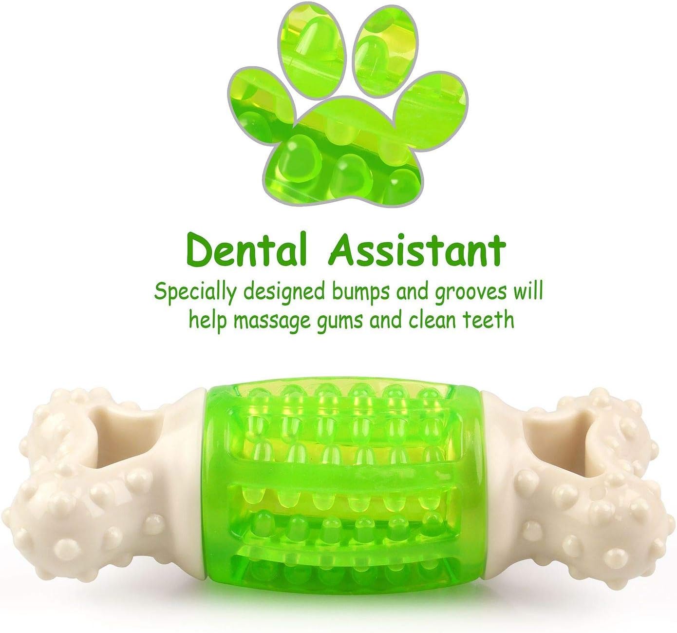 Squeaky Rubber Dog Toy Durable Bone-Shaped Dental Chew for Small & Medium Dogs