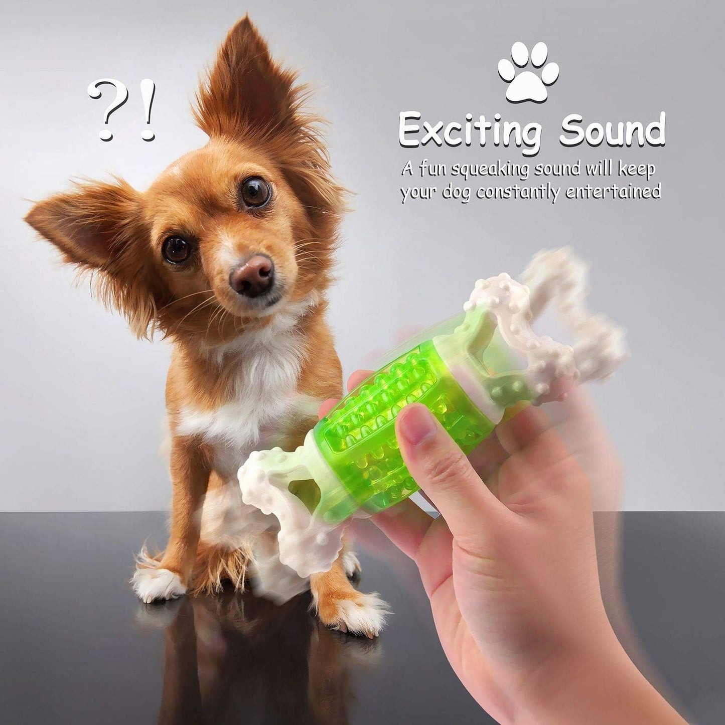 Squeaky Rubber Dog Toy Durable Bone-Shaped Dental Chew for Small & Medium Dogs