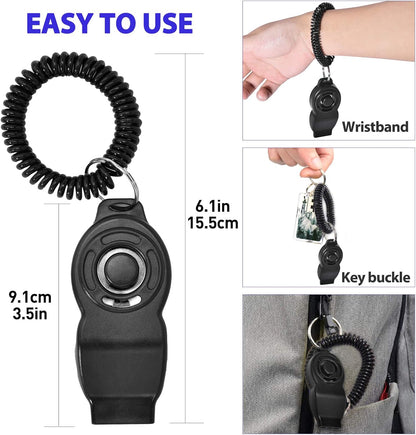 Dog Training Clicker & Whistle 2-Pack, Positive Reinforcement Tool (White & Black)