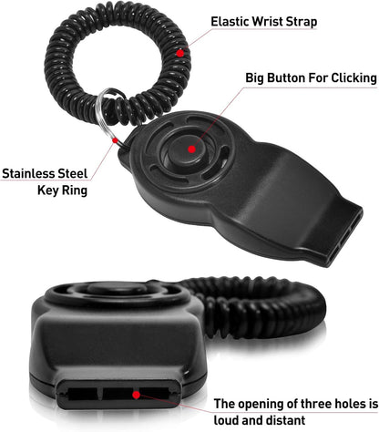 Dog Training Clicker & Whistle 2-Pack, Positive Reinforcement Tool (White & Black)