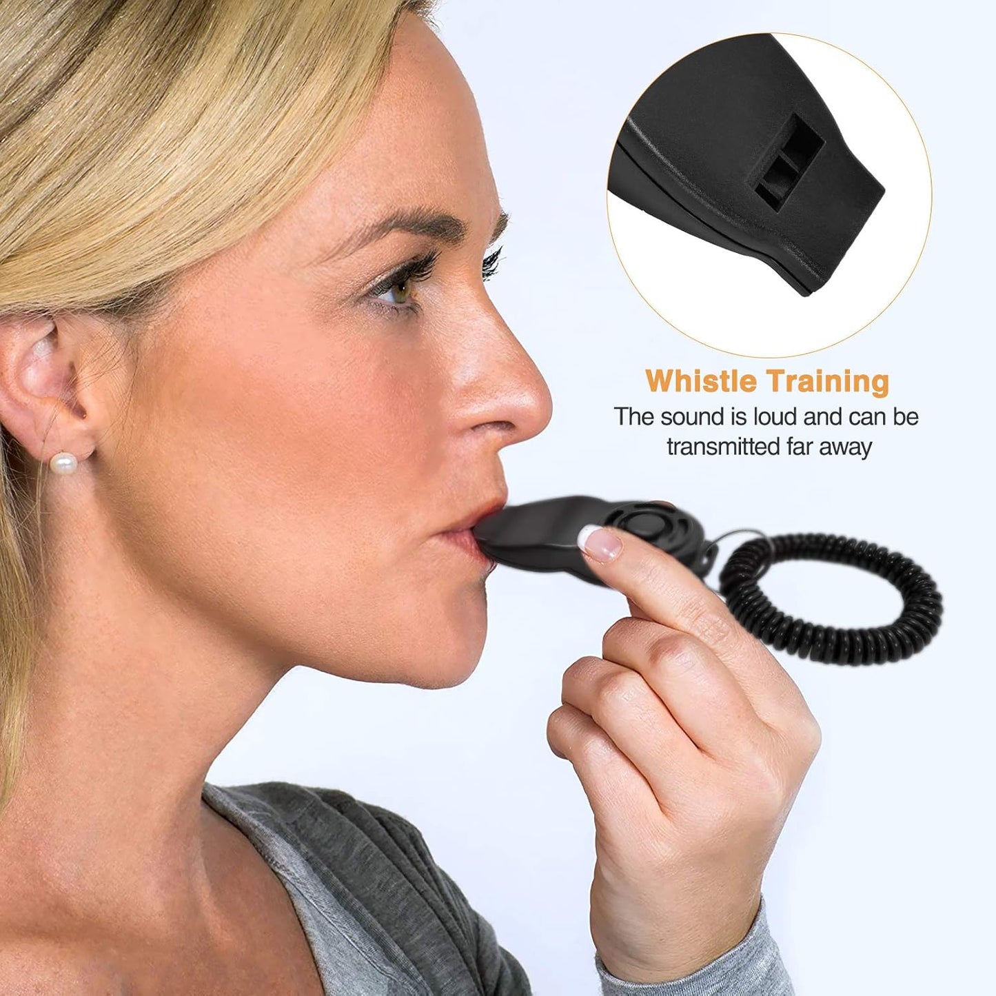 Dog Training Clicker & Whistle 2-Pack, Positive Reinforcement Tool (White & Black)