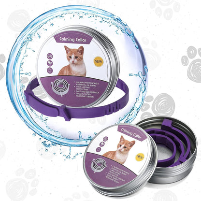 Qualirey 3 Pcs Adjustable Calming Collars for Cats (15", Purple)